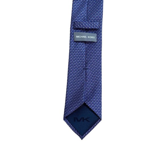 Michael Kors Mens Silk Tie Geometric Pattern Blue & Purple 58" Length - Picture 5 of 7